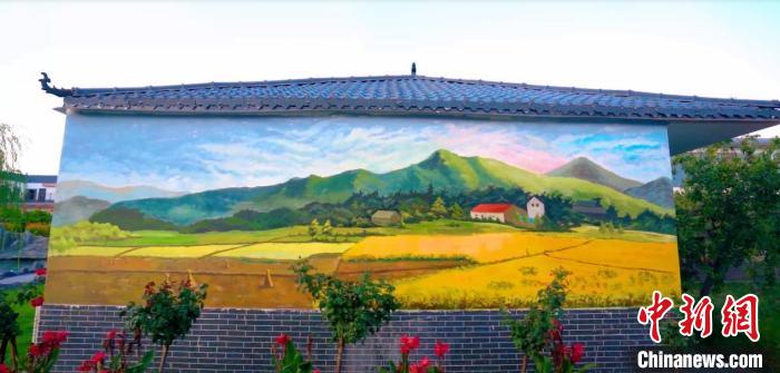 繪制好的鄉(xiāng)村墻繪。　寧夏文旅廳供圖